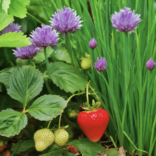 Growing Strawberries with Chives 